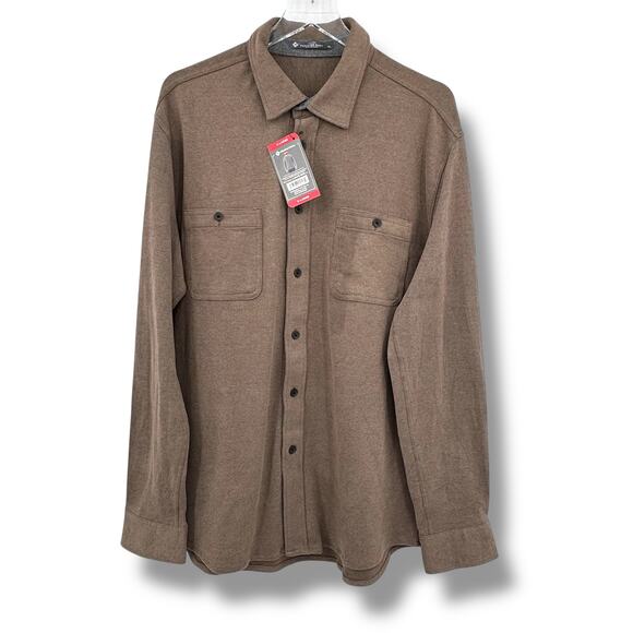 Member's Mark Camden sweater shirt men's XL button front long sleeve brown NEW - Picture 1 of 9